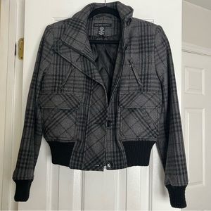 Vintage New York and Company Black and Gray Bomber Jacket NO Hood